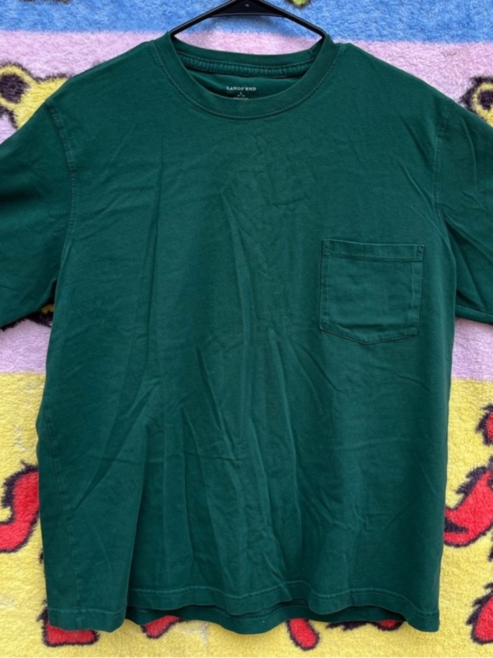 Lands' End Short Sleeve Pocket Tee — Forest Green